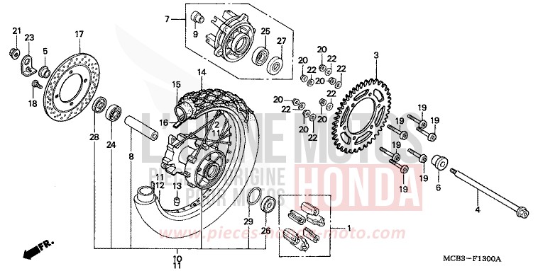 REAR WHEEL for Transalp 650 MOODY BLUE METALLIC (PB296) from 2001